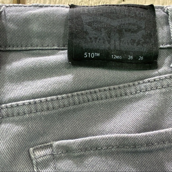 LEVI’S Boys Skinny Jeans Size 12 Regular 26x26 Gray Denim Pants Red Tab Stretchy - Picture 2 of 8